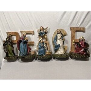 5-Piece PEACE Nativity Scene Sentiment by Valerie Parr Hill.